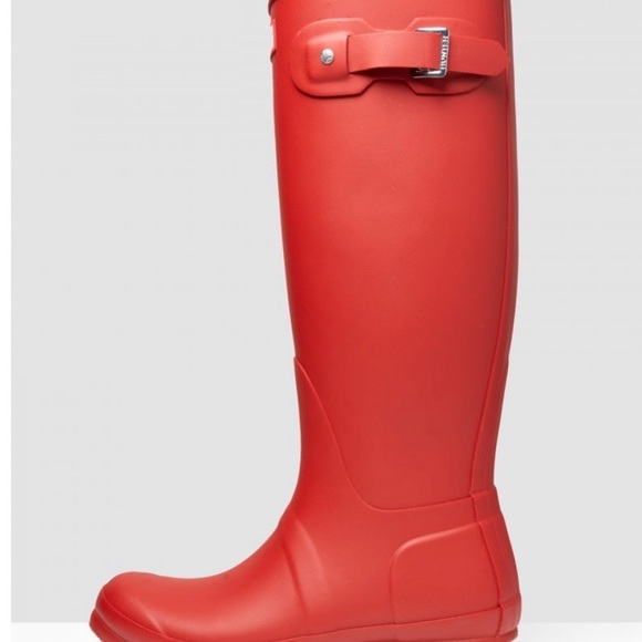 Hunter Original Womens Red Round Toe Knee High Pull on Rain Boots Size 7 - Picture 4 of 4